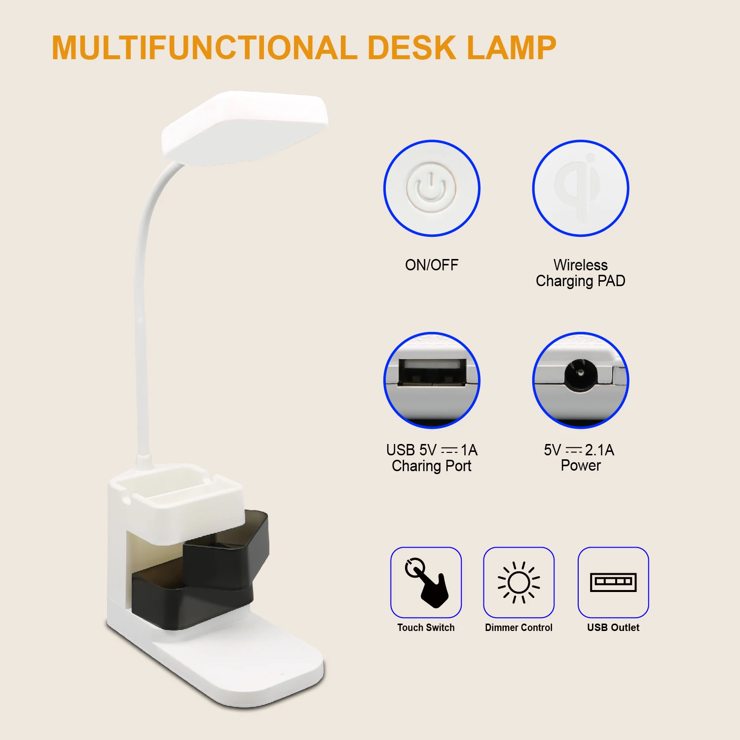 Modern Hotel BedSide led reading desk lamp Bedroom Decor minimalist pen box Table Lamp with pen hold