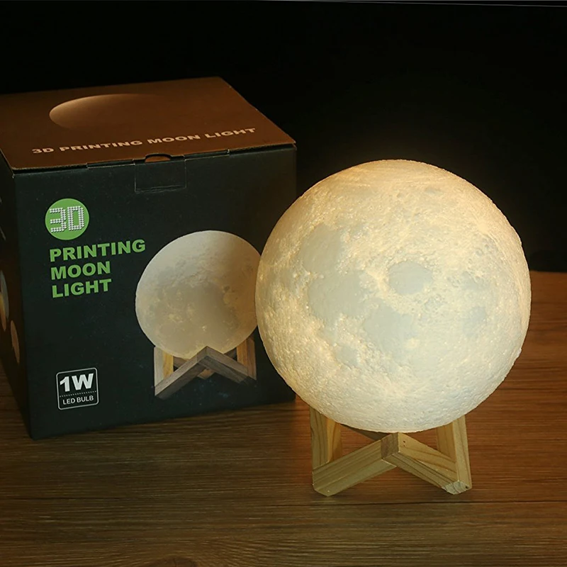 
Amazon hot sale Moon Lighting Night LED 3D Printing Touch Control Brightness USB Charging Moon lamp 