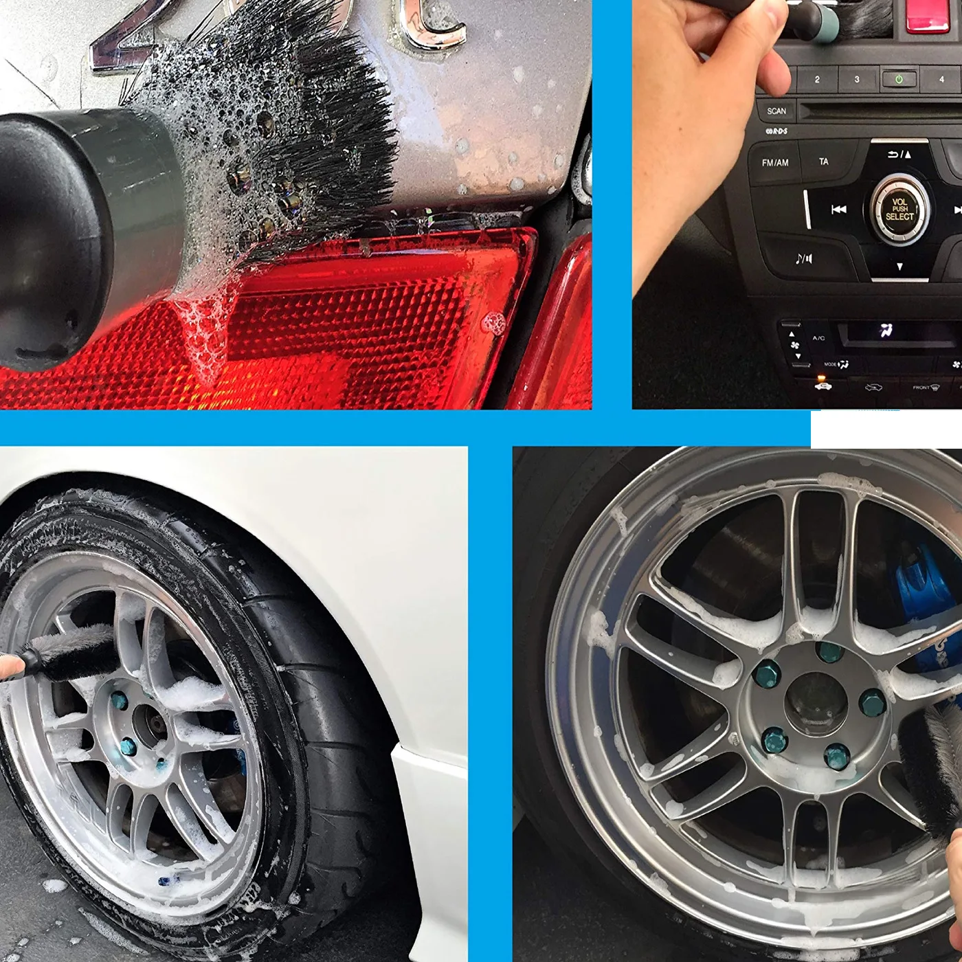 9pcs Car Wash Kit Washing Coral Towel Wheel Brush Microfiber Cloth Towel Car motorcycle Cleaning Tools Set wash tool brush