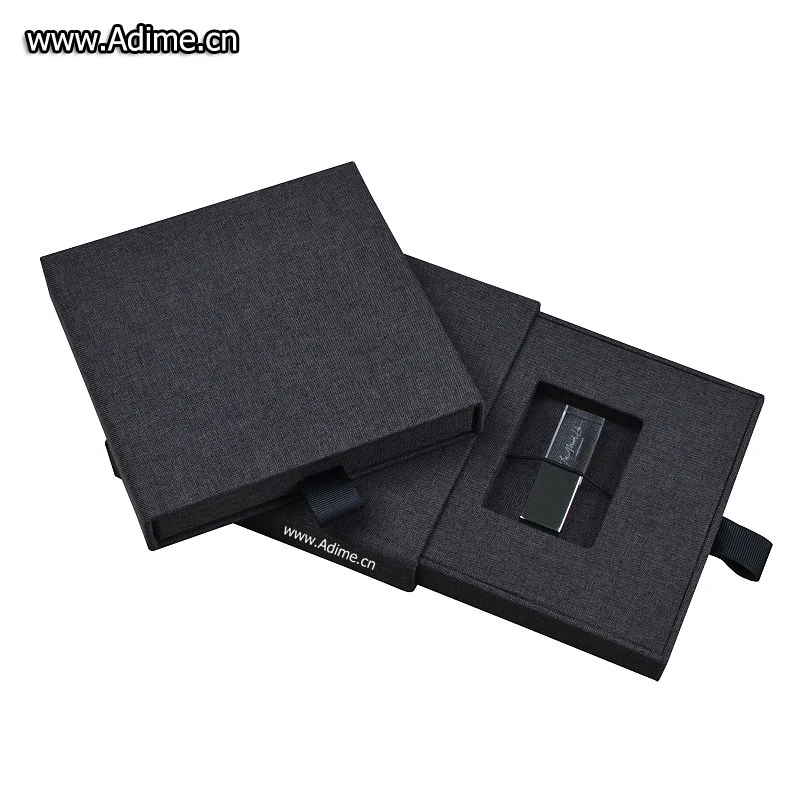Fabric Linen drawer USB Flash Drive Gift Box Wedding Packaging USB Box