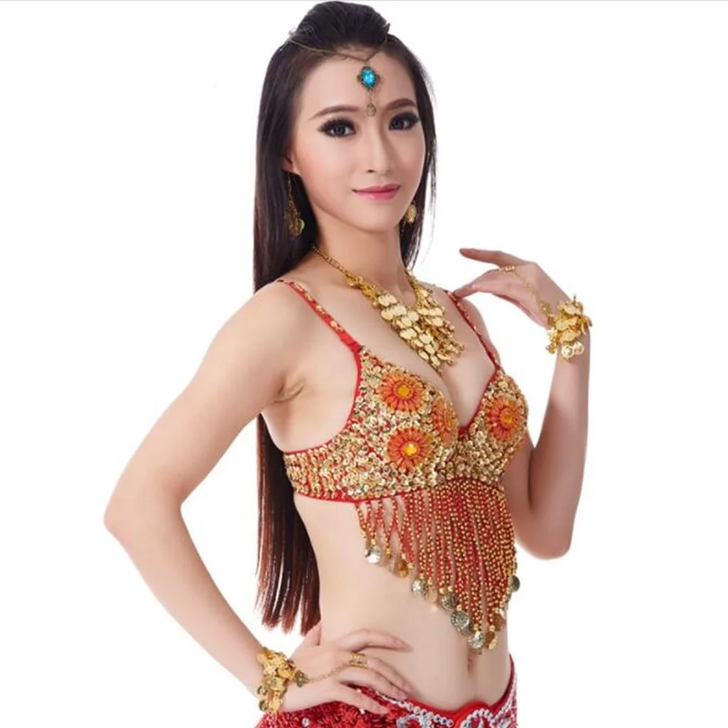 Nayaking Women Beads Sequins Belly Dance Bra Top Ladies Nightclub DJ Disco Cloth Costume