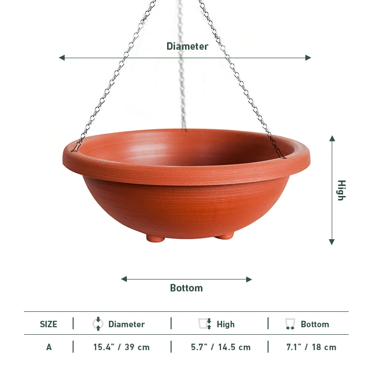 wholesale Home decorative terracotta hang pot plastic hanging baskets for flowers plants