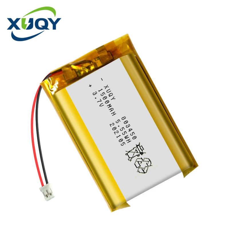 XUQY 803450 1500mAh 3.7V Polymer Lithium Battery Speaker LED Light Rechargeable Battery
