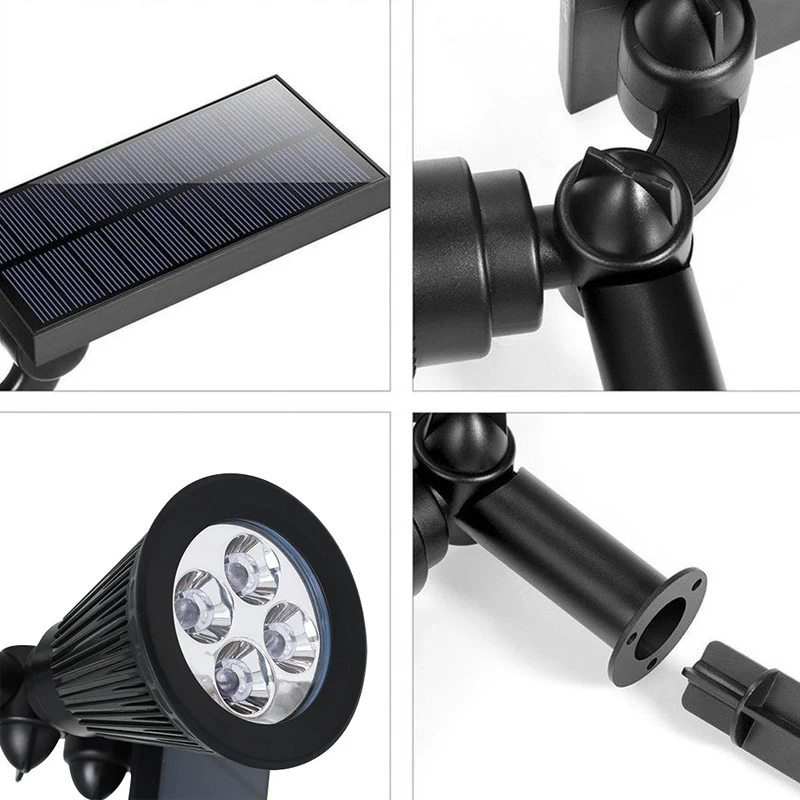 Outdoor Waterproof 4/7 RGB Led Adjustable Solar Motion Sensor Spot Light for Garden Landscape