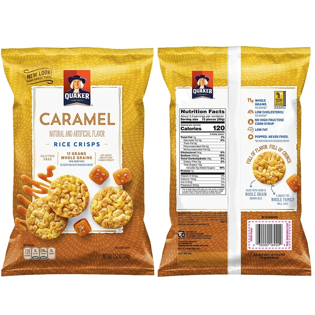 Custom Print 50g Back Middle Seal Pillow Pouch Aluminium Foil Dry Food Rice Crispy Chips Fries Snacks Packing Bags