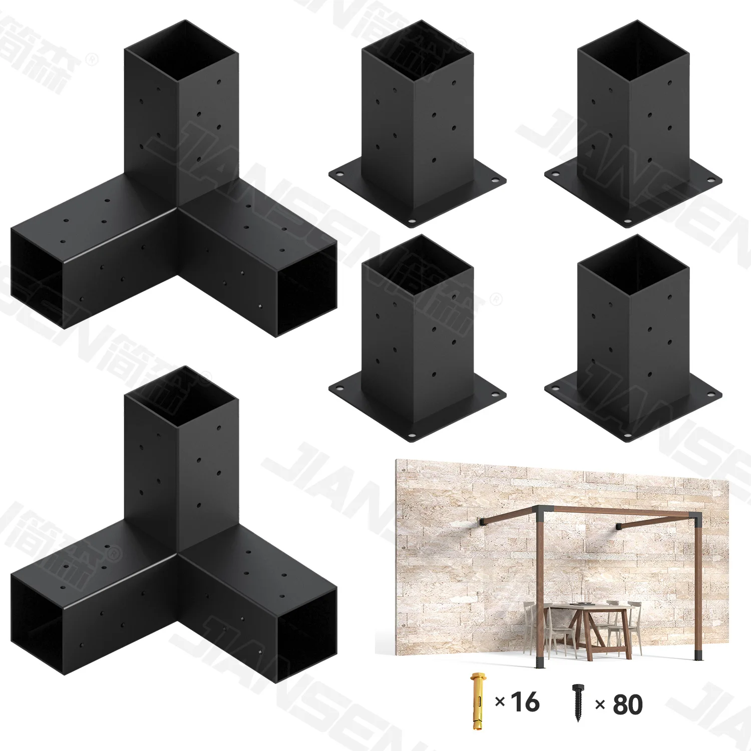 OEM Factory Customized Metal Pergola Post Base and Bracket For 4*4\/6*6  Wood Connector