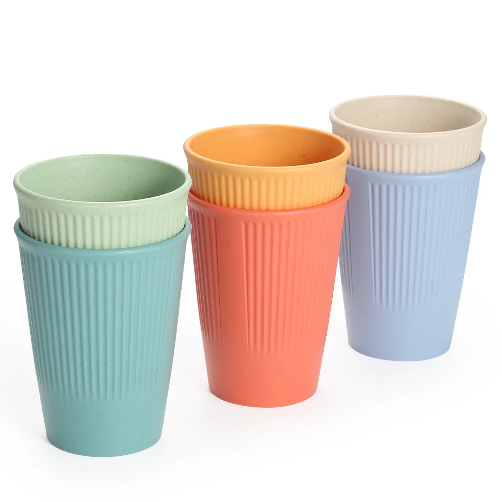 OEM Custom reusable plastic unbreakable drinking colorful coffee wheat straw cup