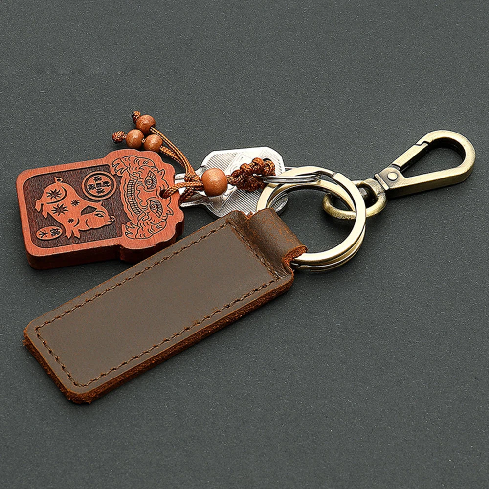 Personalized Keychains Custom Leather Engraved Elegant Keyrings for Keys genuine leather keychain blanks