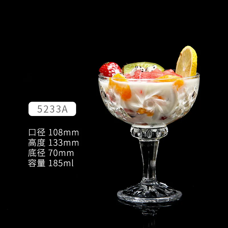 BST Europe creative juice salad bowls clear embossed glass ice cream goblet cups dessert cups glasses
