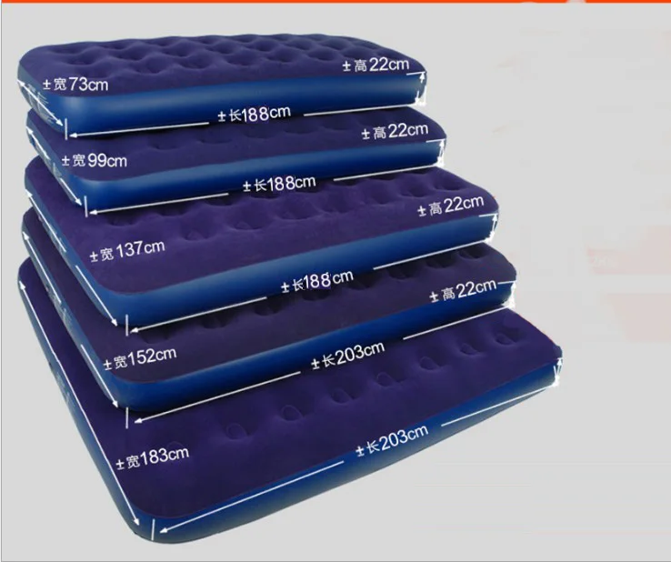 High quality single size flocking inflable air bed