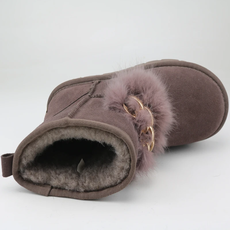 Женские розовые ботинки с меховым верхом