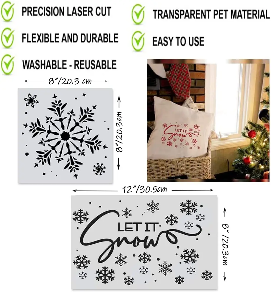 Оптовая продажа, набор пластиковых трафаретов для лазерной резки, рекламные рождественские трафареты, индивидуальные шаблоны