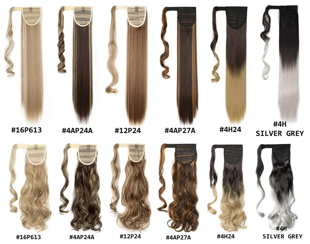 Смешанный коричневый Светлый пианино цвет синтетическая обертка вокруг конского хвоста Омбре седые волосы Удлинитель на клипсе для конского хвоста искусственный конский хвост