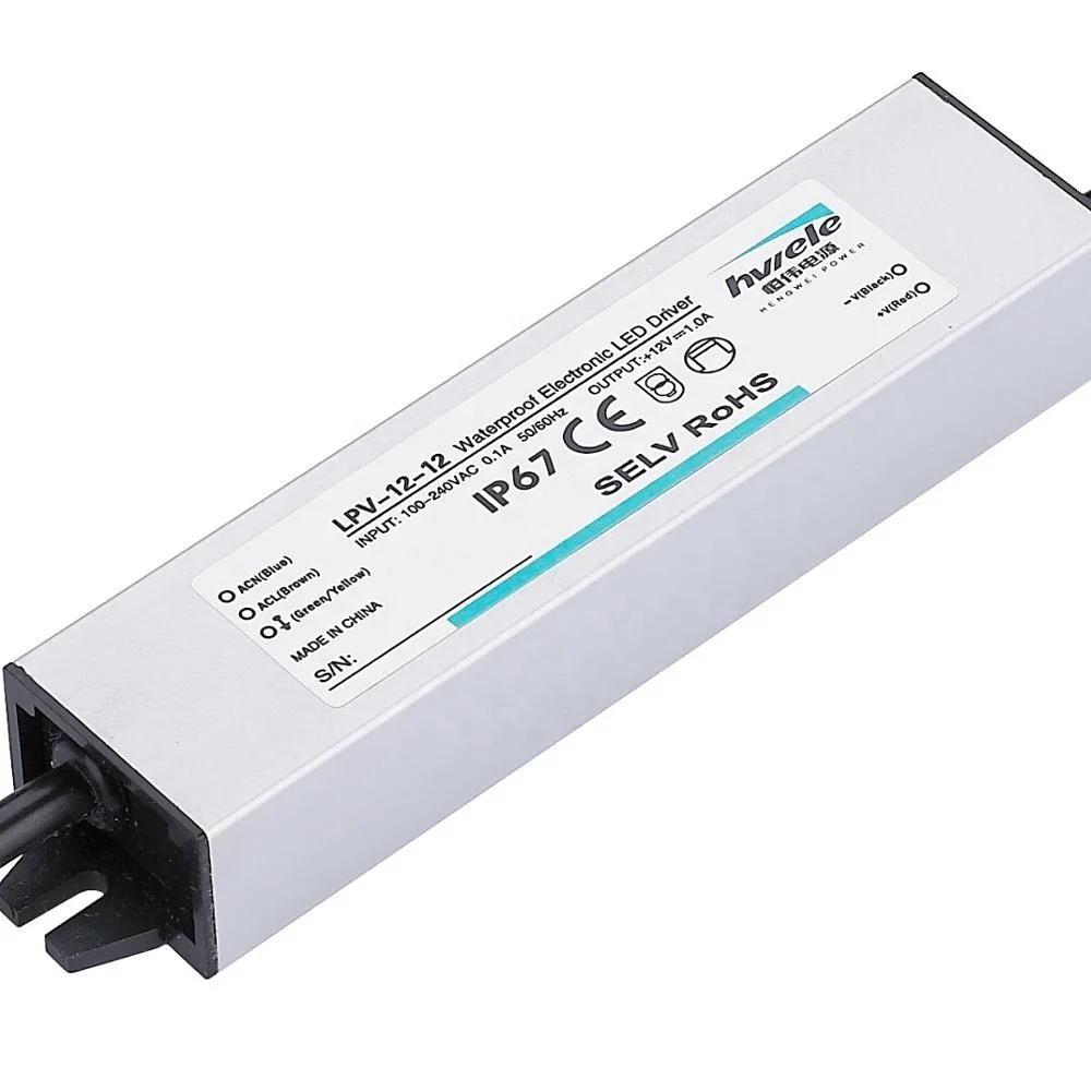 Waterproof IP67 CV type  LPV-12-12 12W 12V 1A LED driver for LED decorate lighting