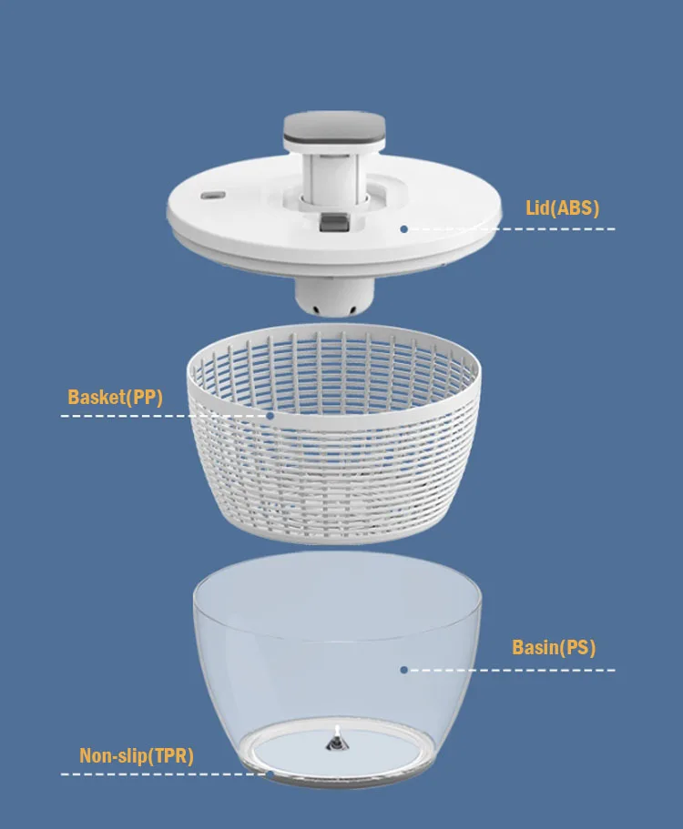 New Kitchen Utensils 6L Large Volume Manual Salad Spinner Plastic Crisper Strainer Vegetable Lettuce Washer And Dryer