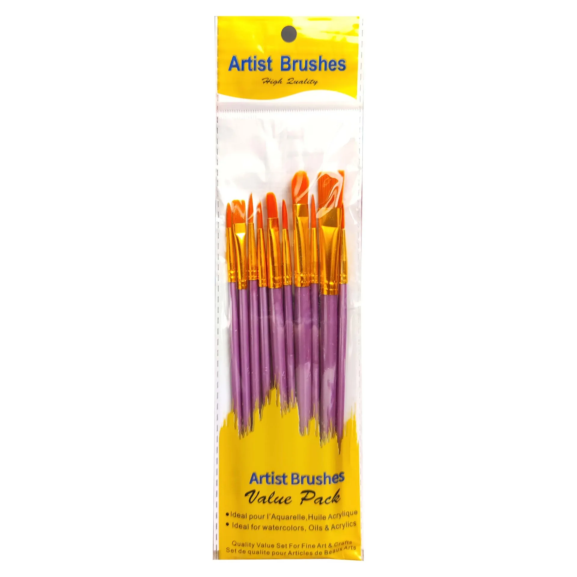 Xin Bowen Pincel Arte 10pcs Nylon Paintbrushes With Plastic Stems Oil Watercolor Brushes For Art Painting