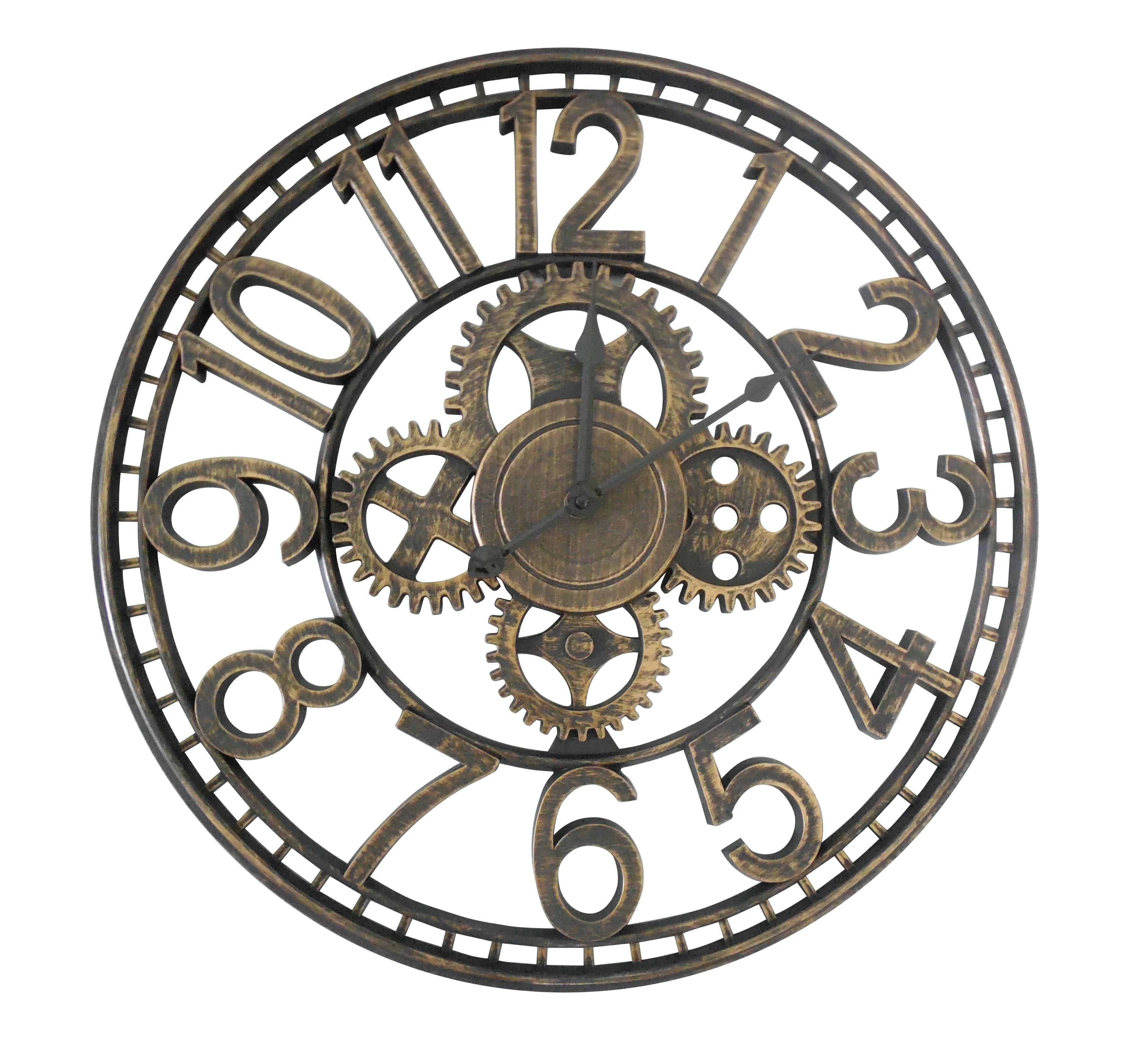 New Design Old Vintage Style Antique Big Plastic Mechanical Gear Wall Clock Die Wanduhr