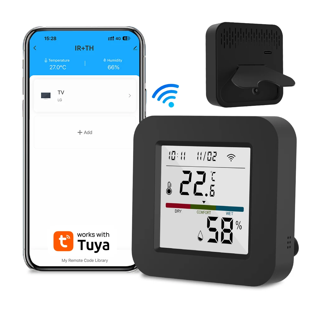 Tuya 3 in1Универсальный инфракрасный Wi-Fi умный ИК пульт дистанционного управления с температурным и влажным движением экраном работает Alexa