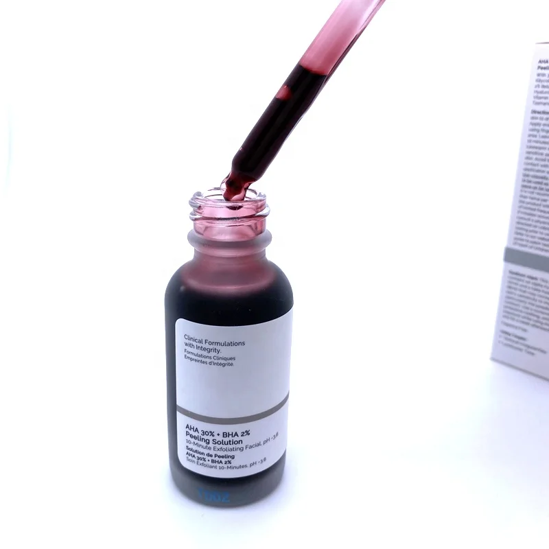 Альфа-гидроксикислота 30% BHA 2% пилинг решение для лица Отшелушивающий акне исчезает кожу гладкой осветляет тон кожи сыворотка по уходу за кожей обычные 30 мл
