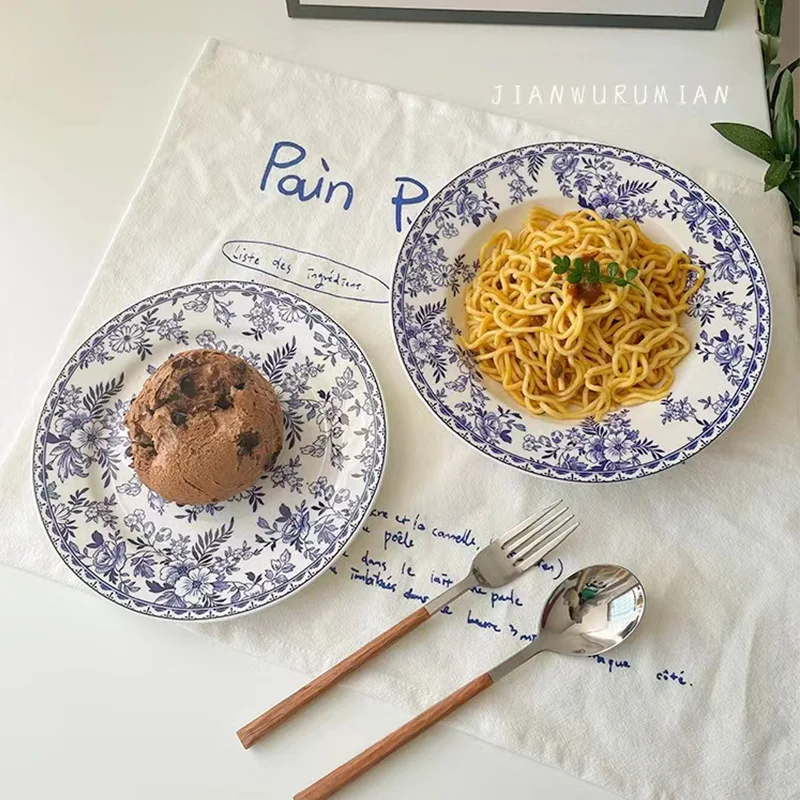 Blue and white series ceramic plate household deep plate cup plate pattern tableware