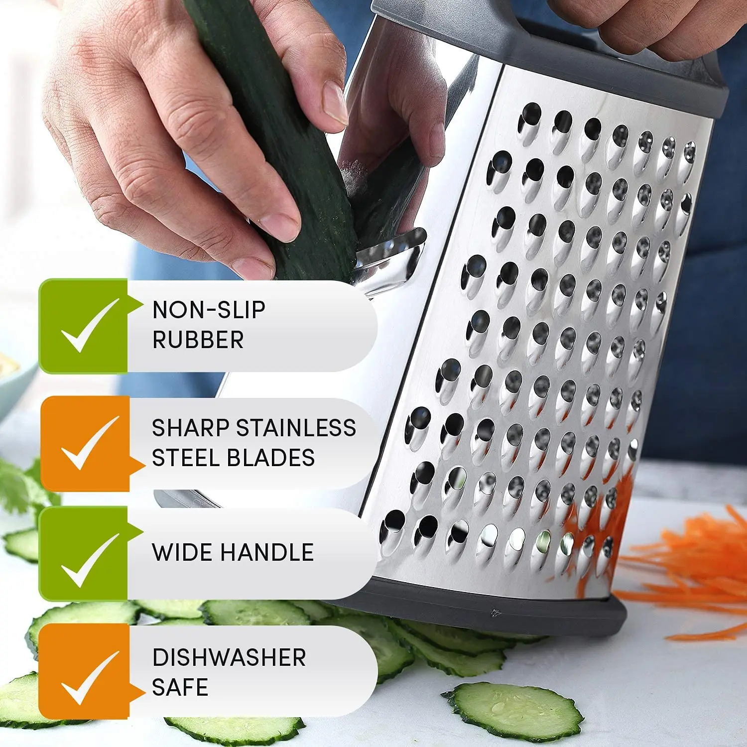 Wholesale Manual 4 sides Stainless Steel Kitchen Tools Cheese Grater Multipurpose Fruits and Vegetable Slicer