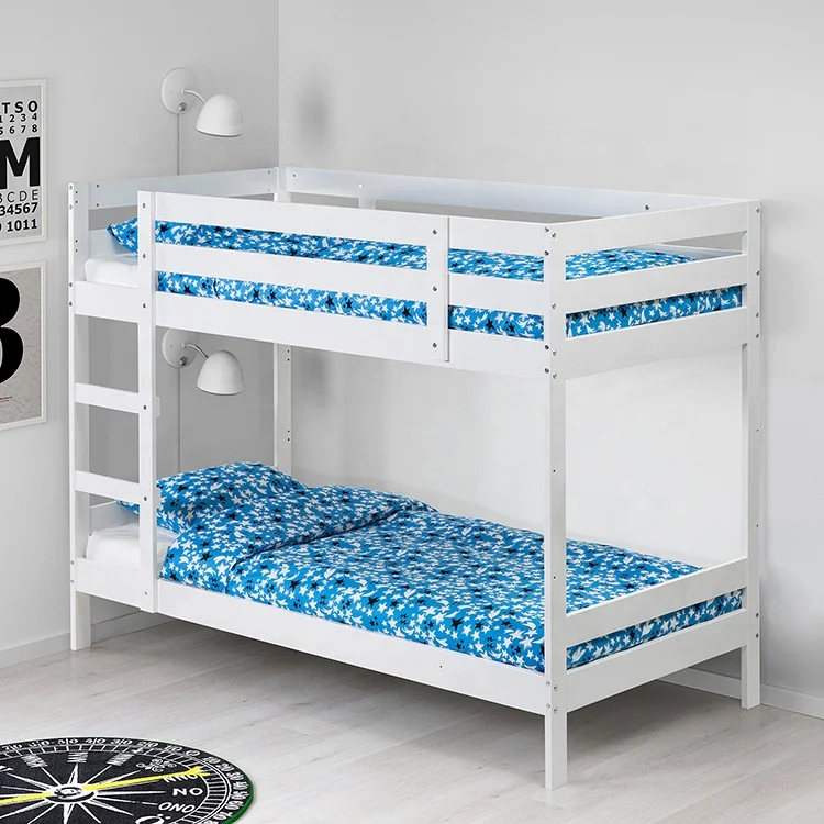 Wholesale Dorm Bunk Bed with Ladder Wooden Bunk Beds Frame Twin Size Kids Bunk Beds