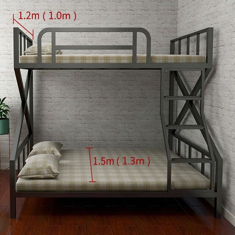 Modern Metal Loft Bunk Bed Twin-Over-Full Size with Removable Stairs