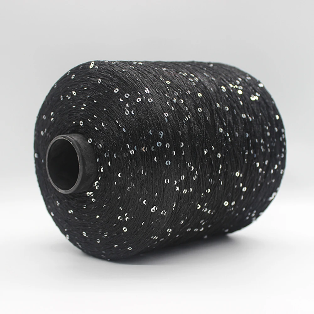 100% Polyester SEQUIN YARN High Strength Ring Spun Fancy Dyed Pattern for Crochet & Knitting