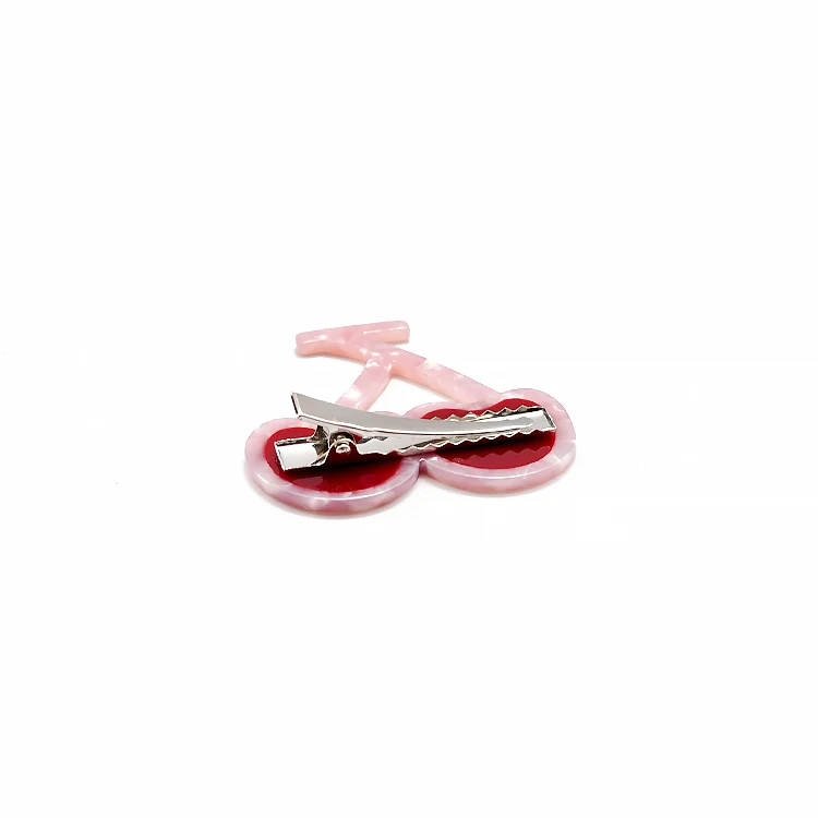 CANYUAN Japanese and Korean style pink red smiley cherry acetate hair claw cute girl ponytail mini hair clip customization