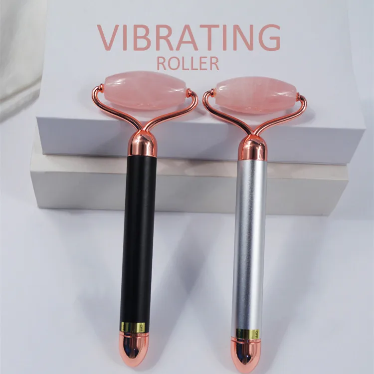 Factory Wholesale Vibrating Beauty Bar Rose Quartz Face RollerJade Facial Massager