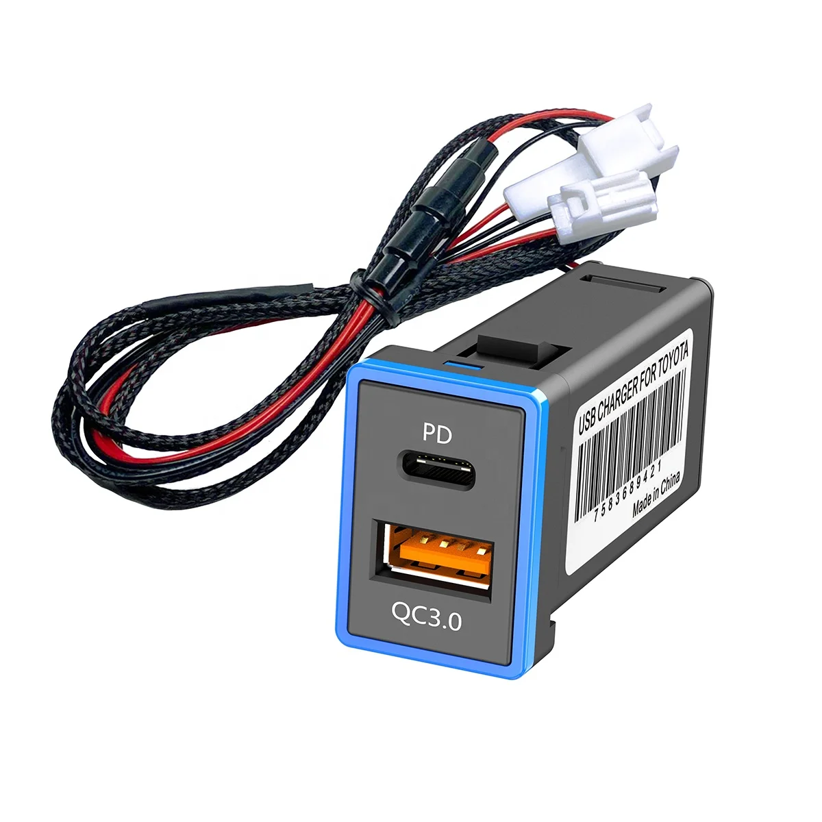
Chelink QC3.0 PD Quick Charge Car Charger Double USB Phone DVR MP3 Adapter For Toyota 