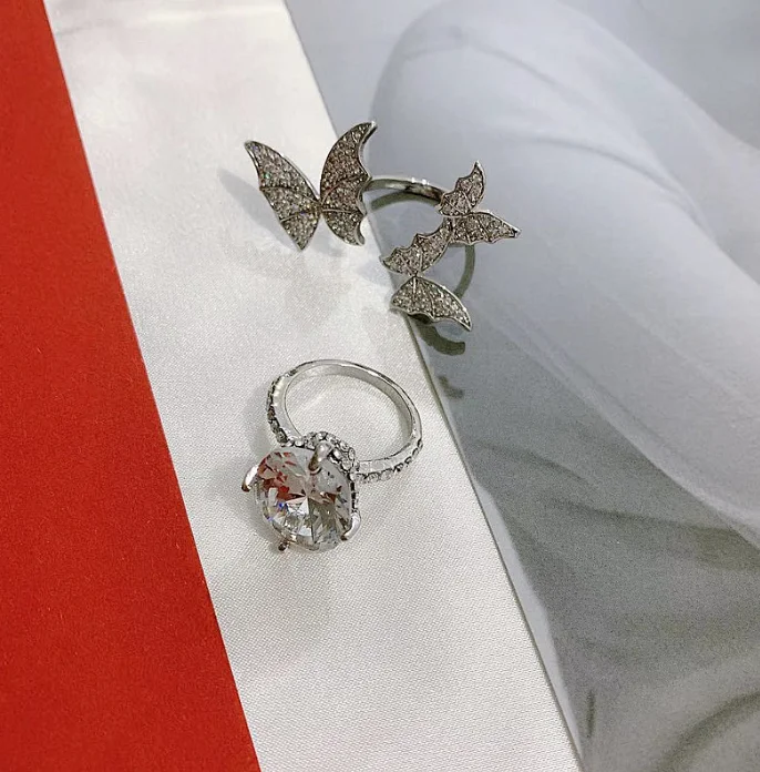 
XG1719 Zircon diamond stereo double butterfly ring so cool and sweet finger ring 