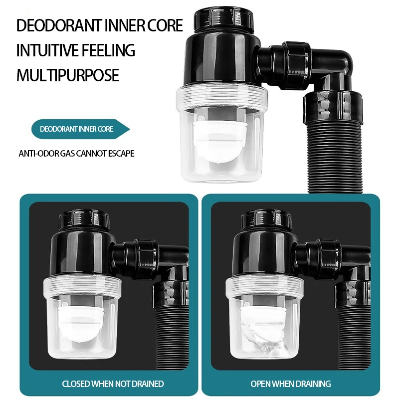 Odor-Proof Basin Retractable PVC Sewer Pipe Balcony Washstand Hose Fittings Bathroom Basin Bottle Trap Waste Pipe