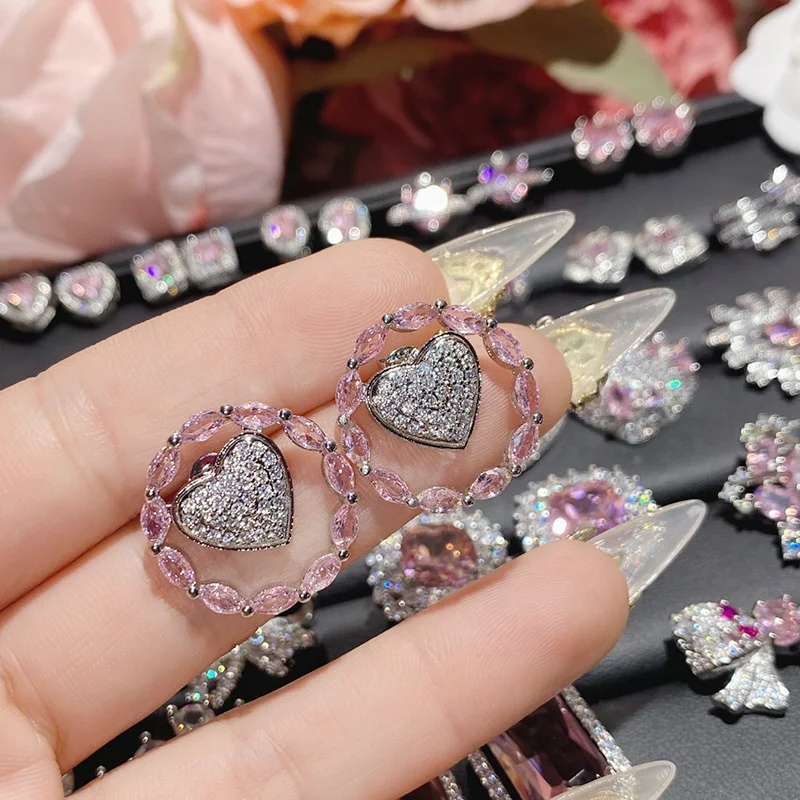 Оптовая продажа дизайнерские серьги-гвоздики на заказ маленькие Изящные серьги с сердечками и цветами корейские оптовая