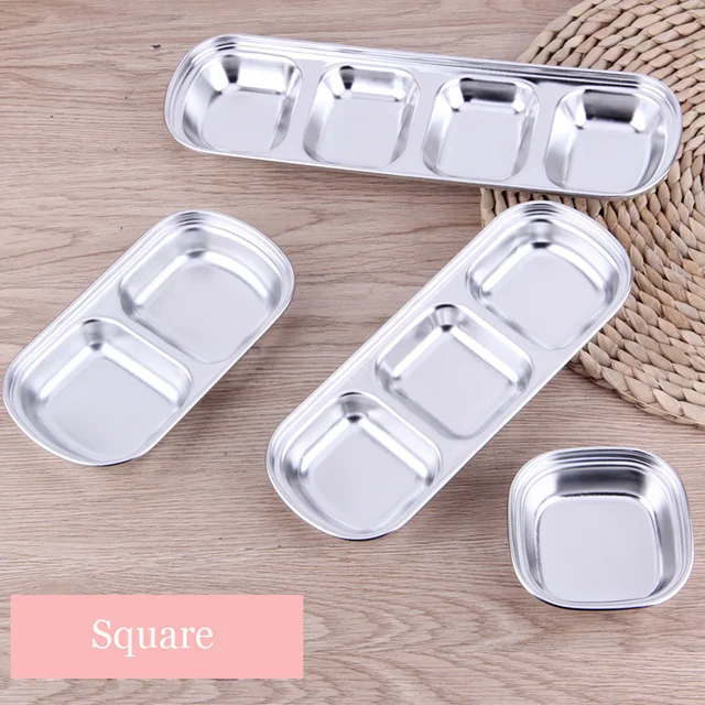
Japanese And Korean SS304 Delicious Sauce Dish Kitchen Barbecue Seasoning Plate Snack Tray Gold and Silver for Restaurant 