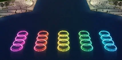 Custom outdoor plaza playing music control smoke stone wall acrylic ball music stainless steel nozzle fountain