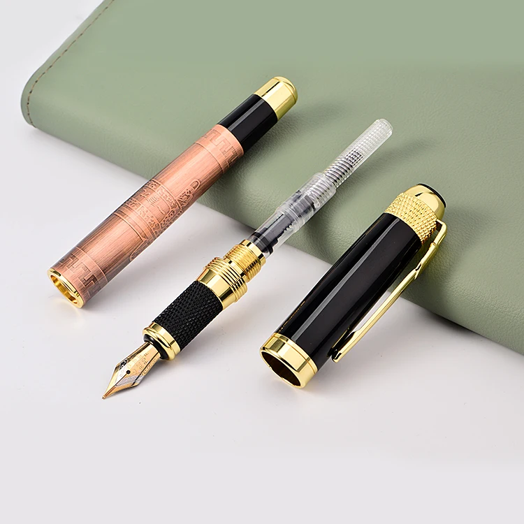 New Hot Executive Business Metal Fountain Pen Gift Promotional Heavy Pens Bronze and Red Copper Color Fast Delivery