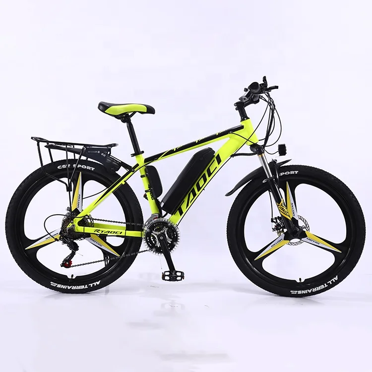 Cheap price 17 inch aluminum alloy frame 3 balde rim e cycling yellow color electric bike with suspension fork