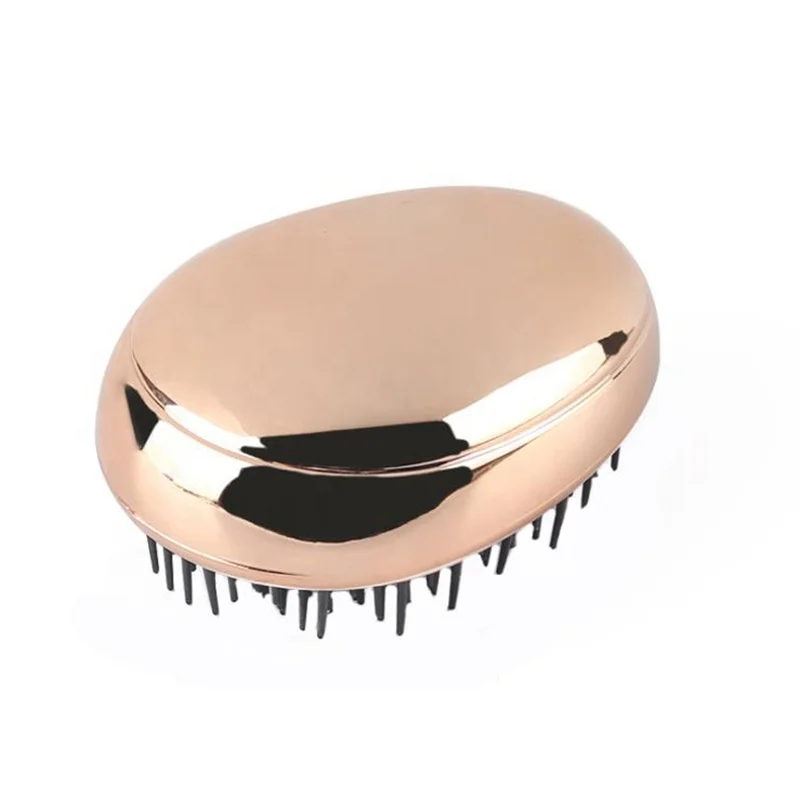 Electroplate paddle rose gold detangling hair brush