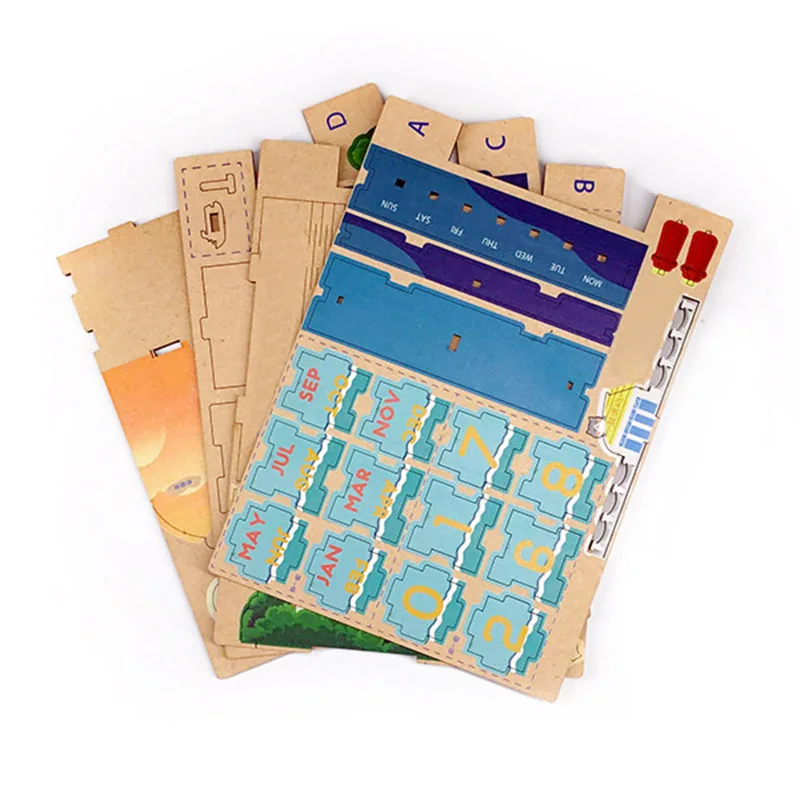 Tonecheer Gulangyu Islet Calendar Wood Jigsaw Unique Gift  Desk Kids Calendar Stand Wooden Perpetual Calendar 2023
