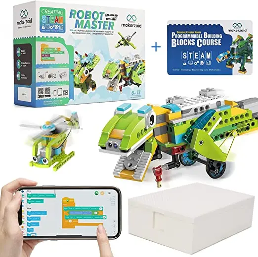 Программируемые игрушки Makerzoid Robot Master с дистанционным управлением через приложение 100 в 1 комплекте Обучающие робототехники наборы для детей