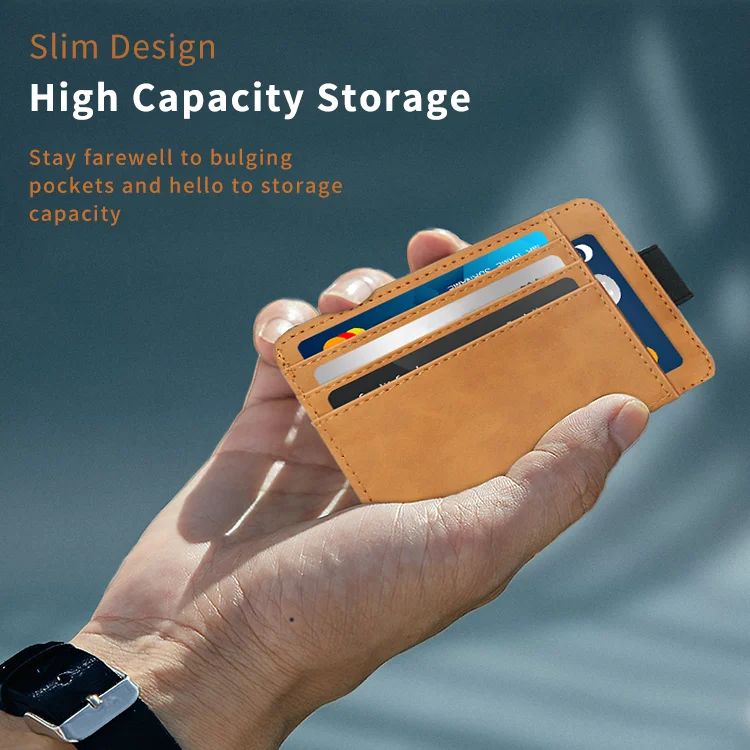 Factory Slot Slim Business Style High Quality Leather Card Holder for Men