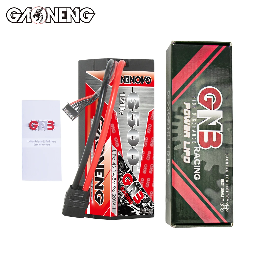 GNB GAONENG 6500MAH 4S 4S2P 14.8V 120C XT90 Cabled Hard Case RC LiPo Battery 1:8 1/8 RC Racing Car Boat Truck Truggy