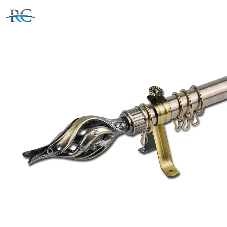 Low price 2m3m4m / 16mm19mm brass iron electroplating high end curtain rod suit in China