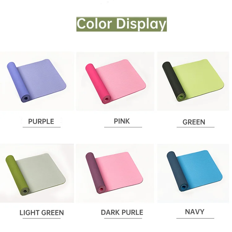 High quality Custom Logo Fitness Exercise Anti Slip Eco Friendly washable 6mm Thick Double Layer TPE Pilates Yoga Mat