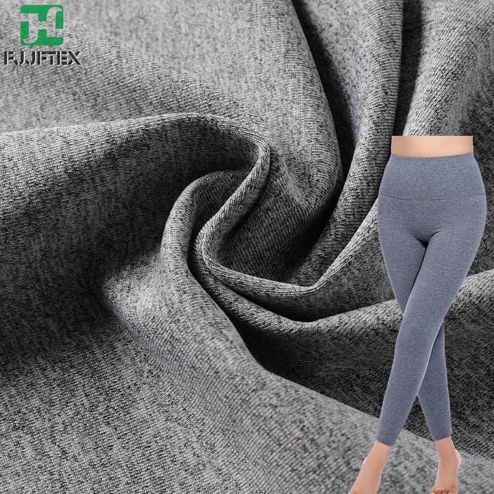 88 polyester 12 spandex grey melange yarn dyed jersey fabric