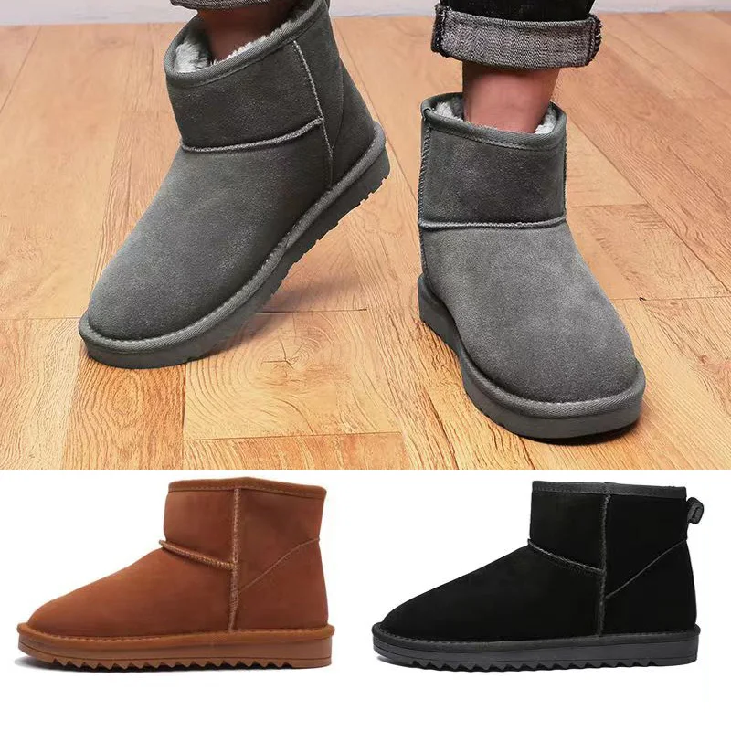 5848 Custom Real Sheep Fur Leather Button Ladies Tan Women Winter Sheepskin Snow Boots