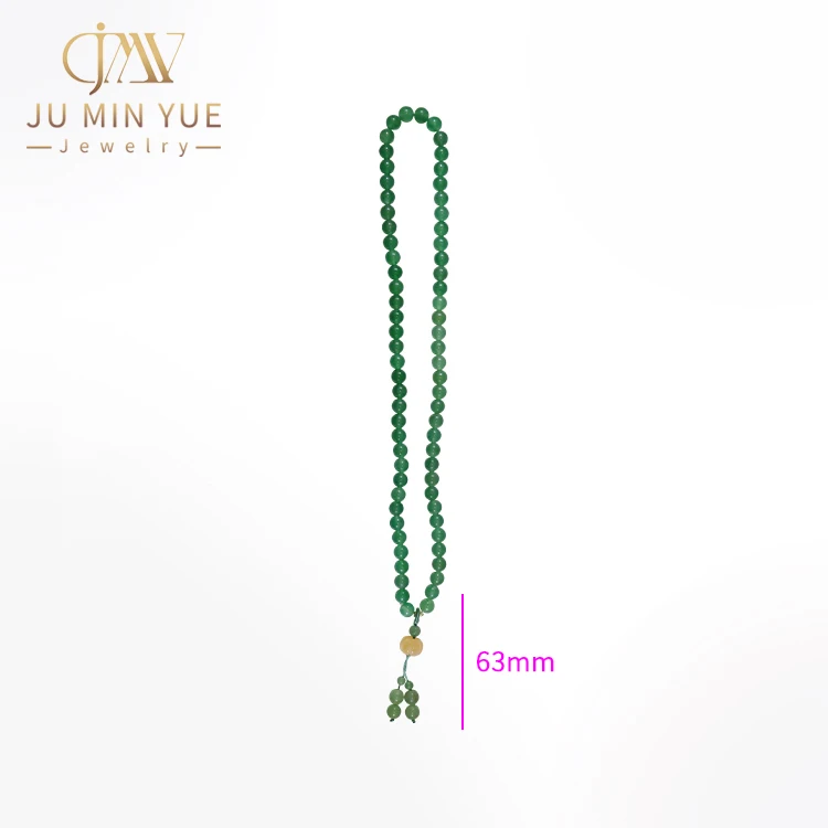 New Custom Green Exquisite Jewelry Women Necklace with Natural Jade Beaded Rosary Pendant Custom  Chain Necklace