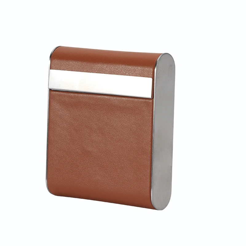 Wholesale Fashion Cowhide 20pcs Whole Package Metal Cigarette Case Smoking Accessories Custom Leather Cigarette Case