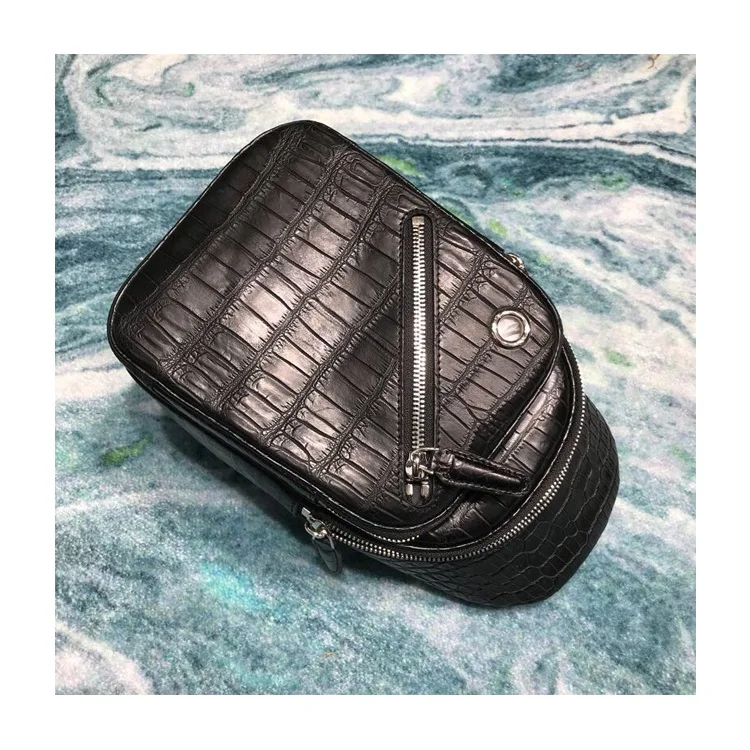Fashion Design Top Quality Exotic Real crocodile Leather Chest Pack With Front Zipper Pocket